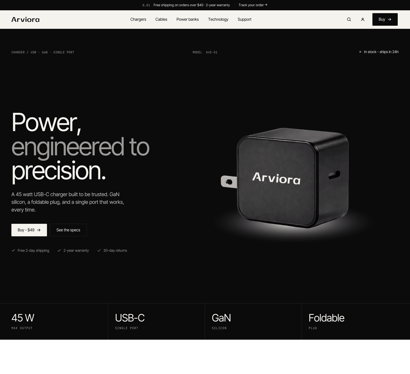 Arviora 45W charger product page