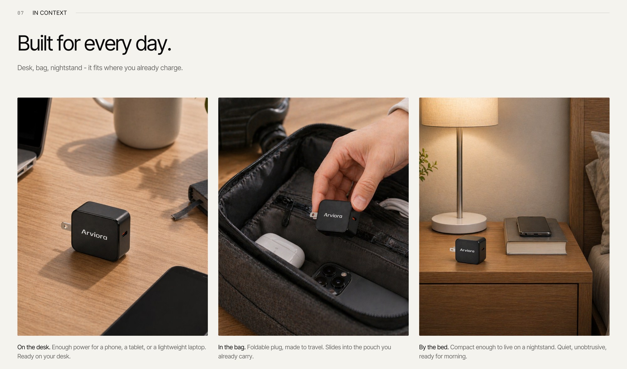 Arviora lifestyle product images: Built for every day