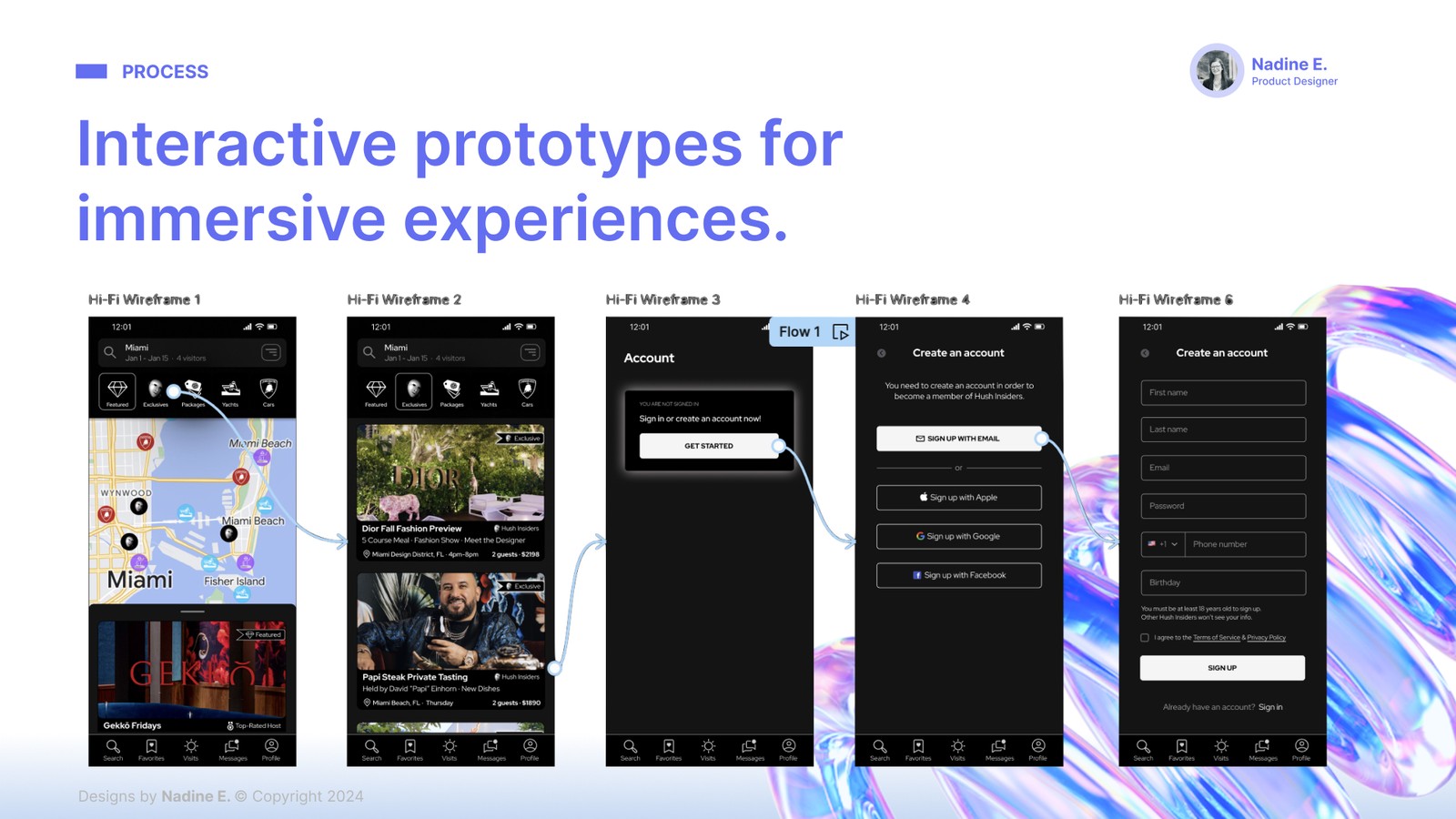 Hush interactive prototypes