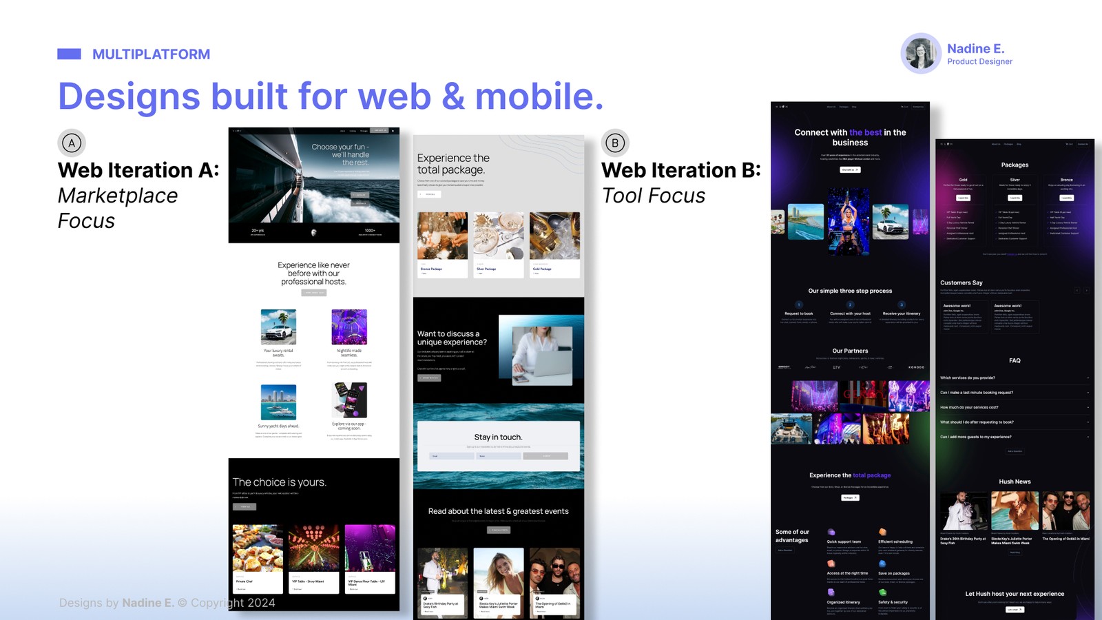 Hush designs built for web and mobile