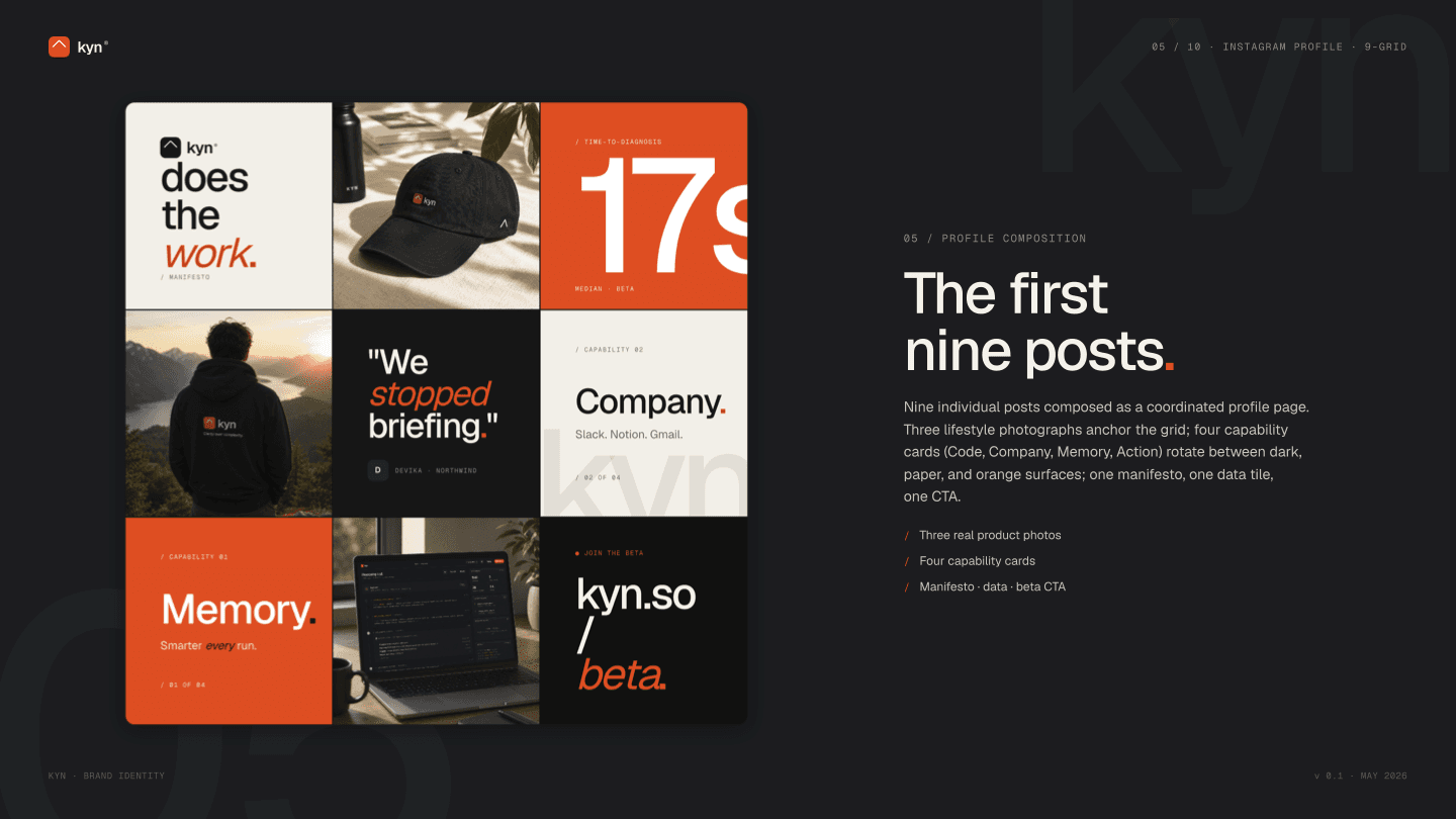 Kyn brand guidelines applied to social posts