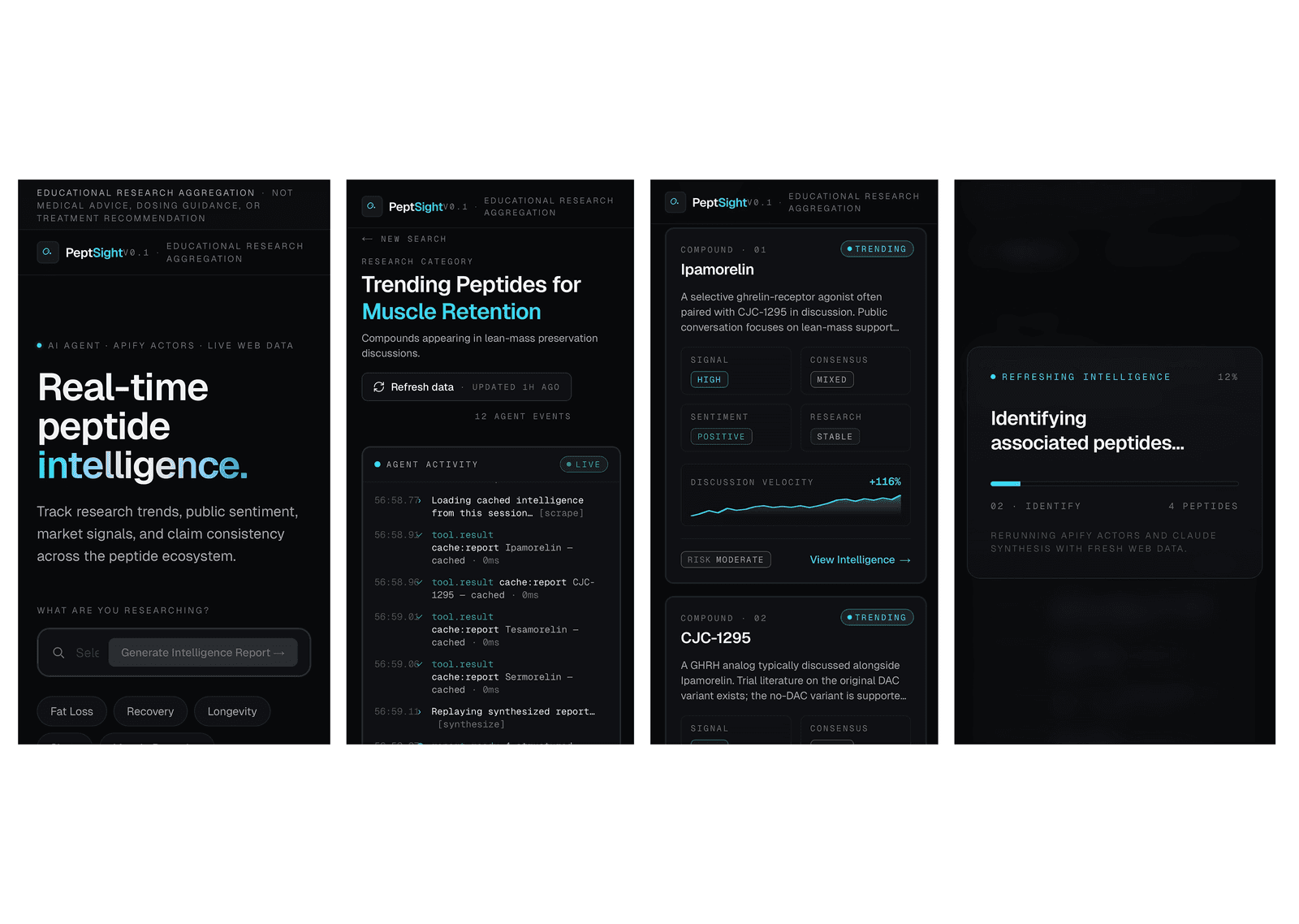 PeptSight screens on mobile